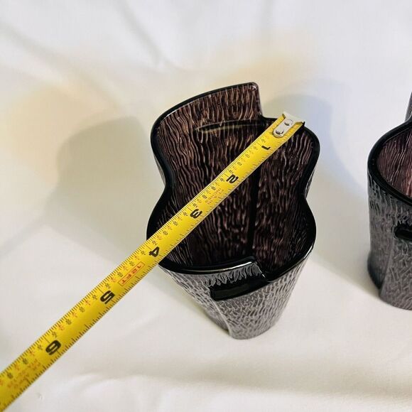 Partylite Glass Candle Holders Vase Wrapped Bark Dark Amethyst Plum Set of 2 - Picture 10 of 10